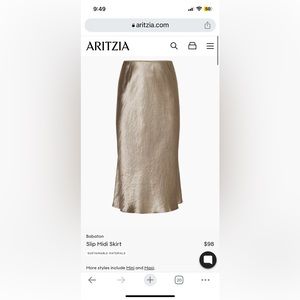 Aritzia / Bavarian Slip Midi Skirt / Color Nomad Taupe